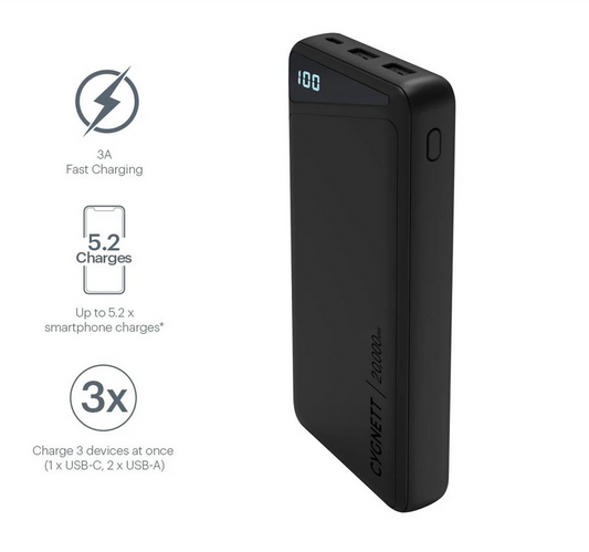 Cygnett ChargeUp Boost 2 20,000 PwrBank, Blk