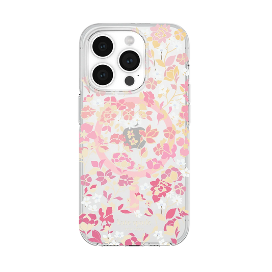 Kate Spade New York iPhone 15 Pro Protective Hardshell Case with MagSafe,Flowerbed Pink Ombre/W