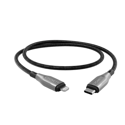Cygnett Armoured Lightning to USB-C Cable 1M, Black