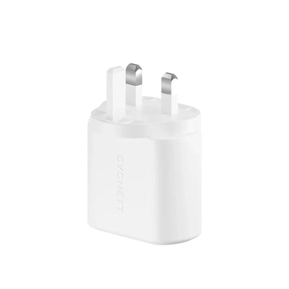 Cygnett PowerPlus 35W Dual USB-C Wall Charger UK, White
