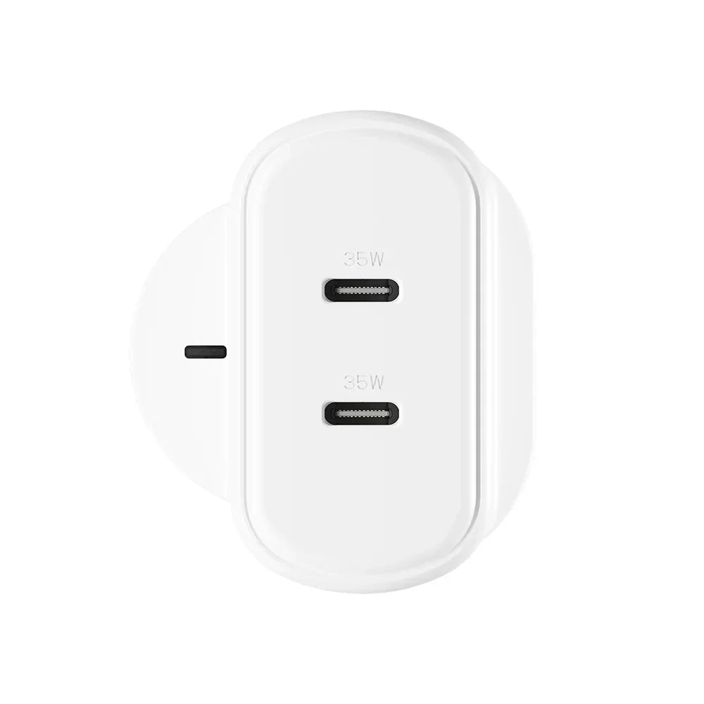 Cygnett PowerPlus 35W Dual USB-C Wall Charger UK, White