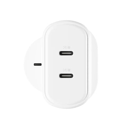 Cygnett PowerPlus 35W Dual USB-C Wall Charger UK, White